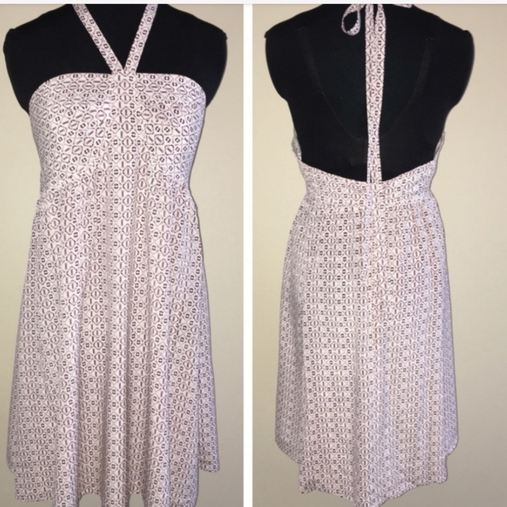 Madewell Asymmetrical Halter Dress in Pink and White